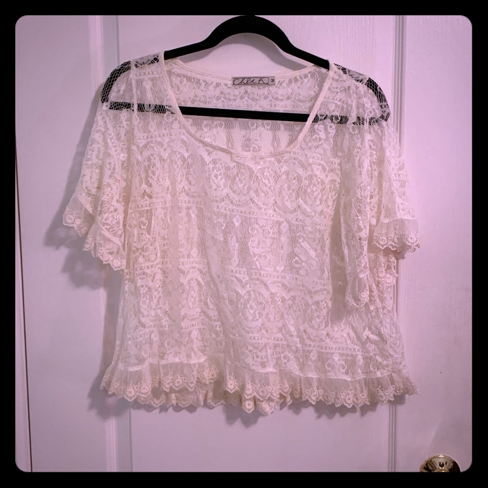 Chloe K Ivory Lace Top